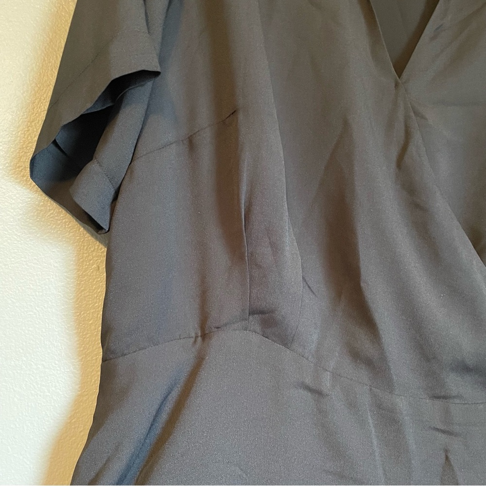 NWT Vince Camuto Sz 1X Wmns Black Collared Short Sleeve Wrap Mini Dress Ret $139 - Picture 7 of 14